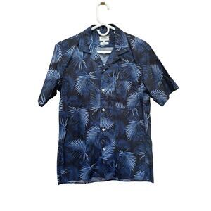 Hartford Slim Fit Blue Tropical Print Button Down Shirt Men’s Medium